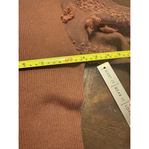 Almost Famous puff gauze sleeve sweater Mock Turtleneck M Bronze - Picture 8 of 12